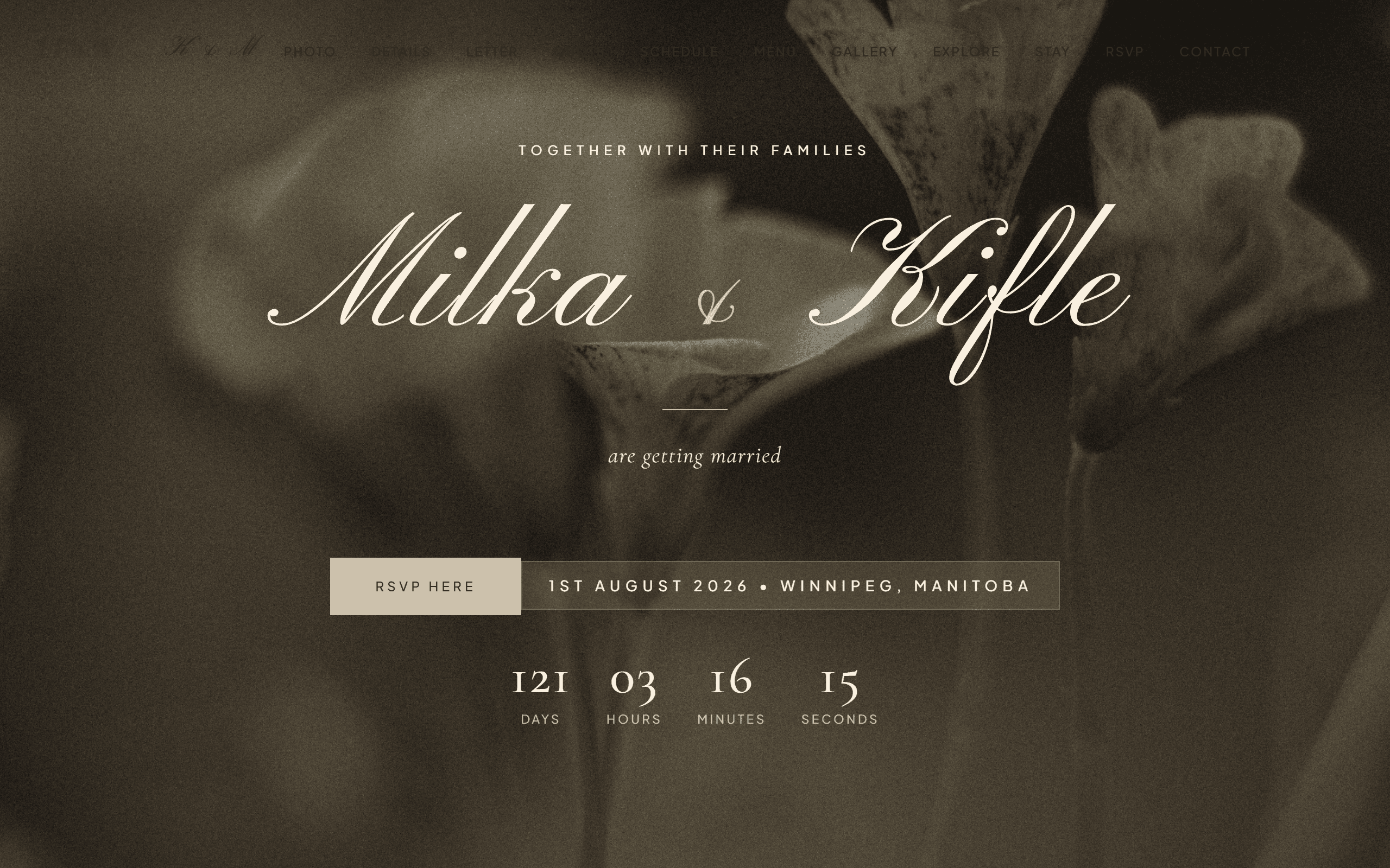 Wedding website in light theme