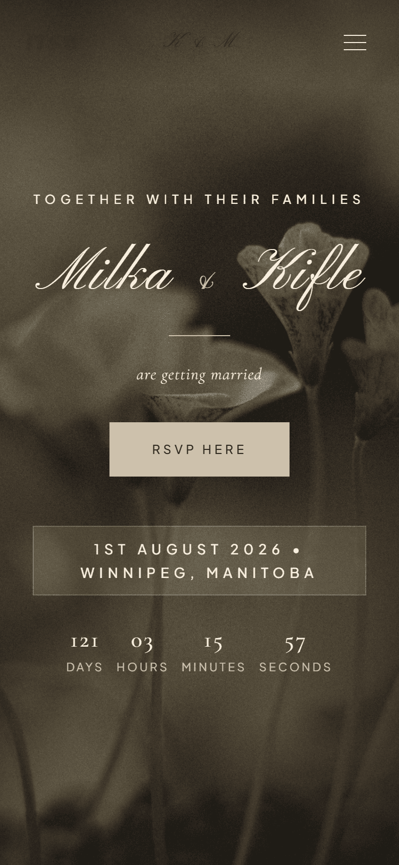 Wedding site on mobile — light