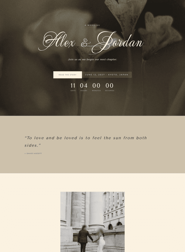 The Classic layout: Centred titles, full-width sections — the familiar shape.