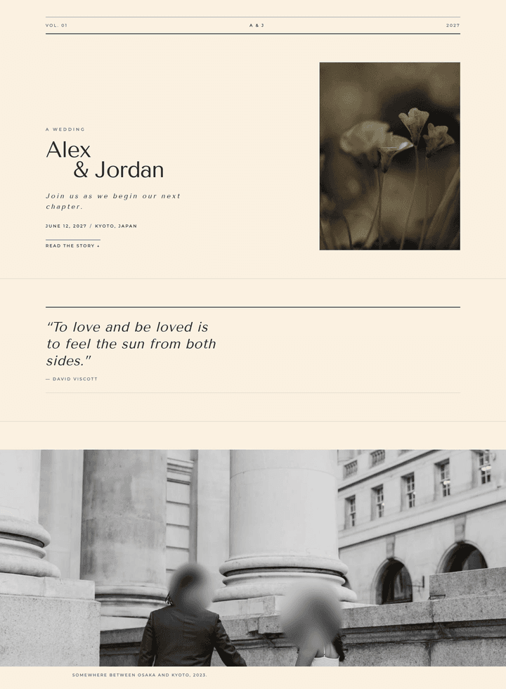The Magazine layout: A cover masthead and numbered sections, in left-aligned spreads.